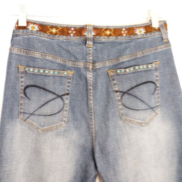 Chico's Platinum Navajo Beaded Trim Jeans - Picture 7 of 11